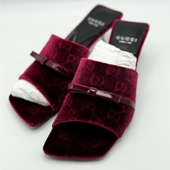 Gucci GG Jacquard Bow Slide Sandals 37 - Picture 2 of 10